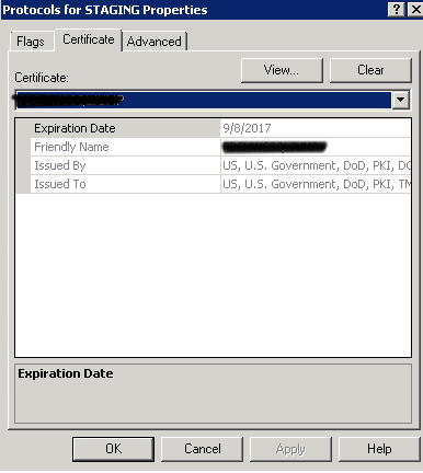 V-40907 SQL Config Manager Certificate