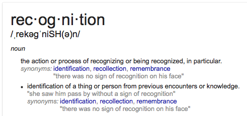 Defintion of Recognition